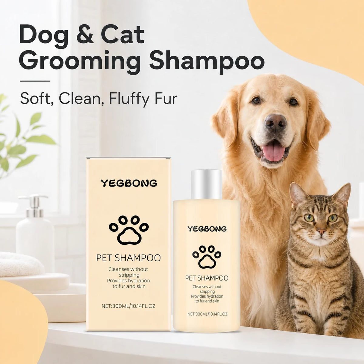 Dog and cat grooming shampoo for soft fur product packaging image