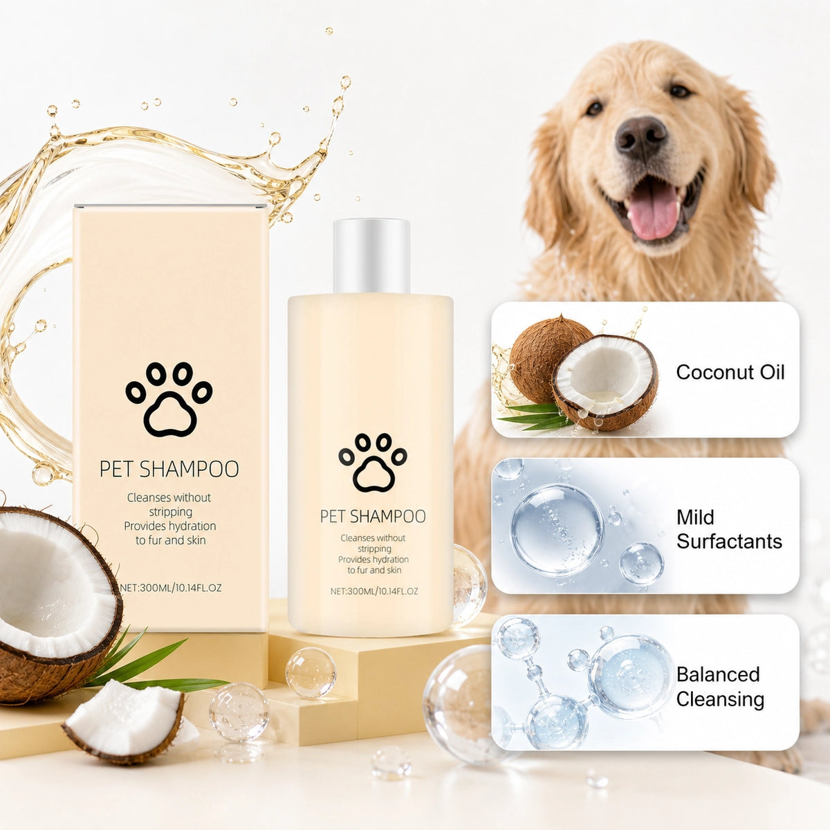 Dog and cat grooming shampoo for soft fur benefit image