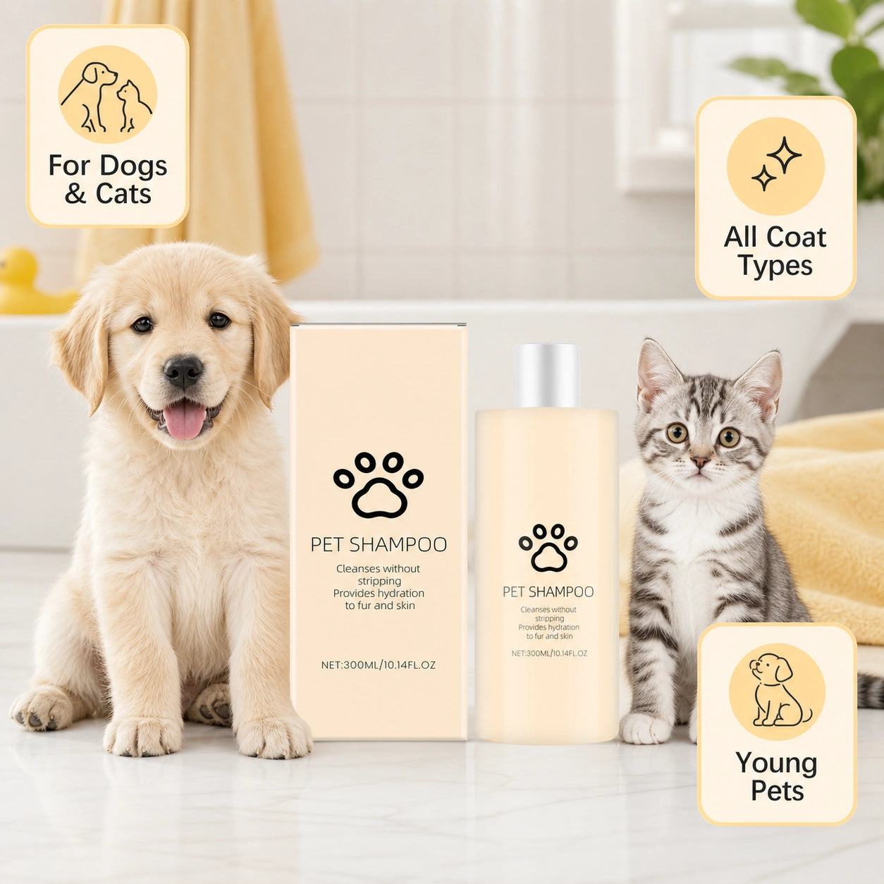 Dog and cat grooming shampoo for soft fur size image