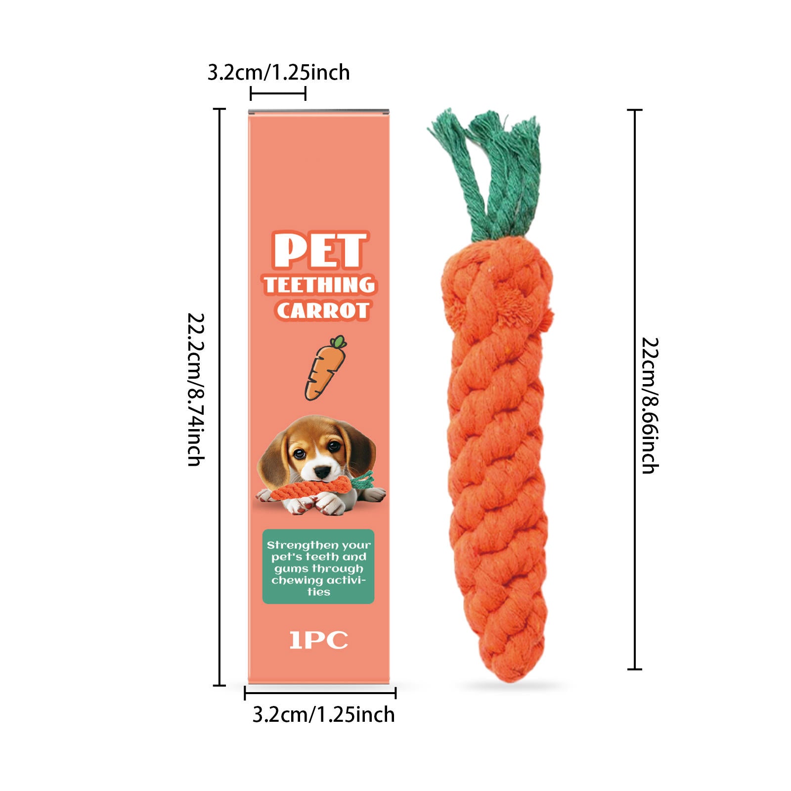 Carrot Rope Chew Toy for Puppies and Small Dogs