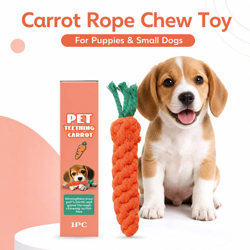 Carrot rope chew toy for puppies and small dogs product detail image