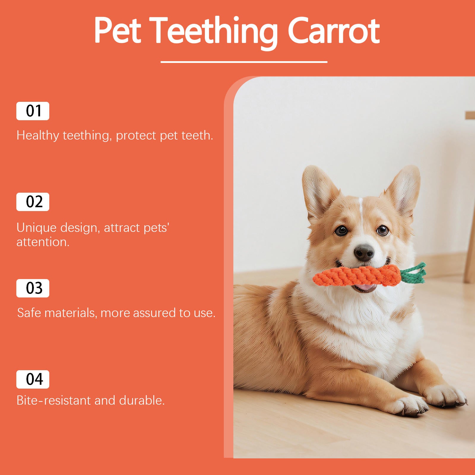 Carrot Rope Chew Toy for Puppies and Small Dogs
