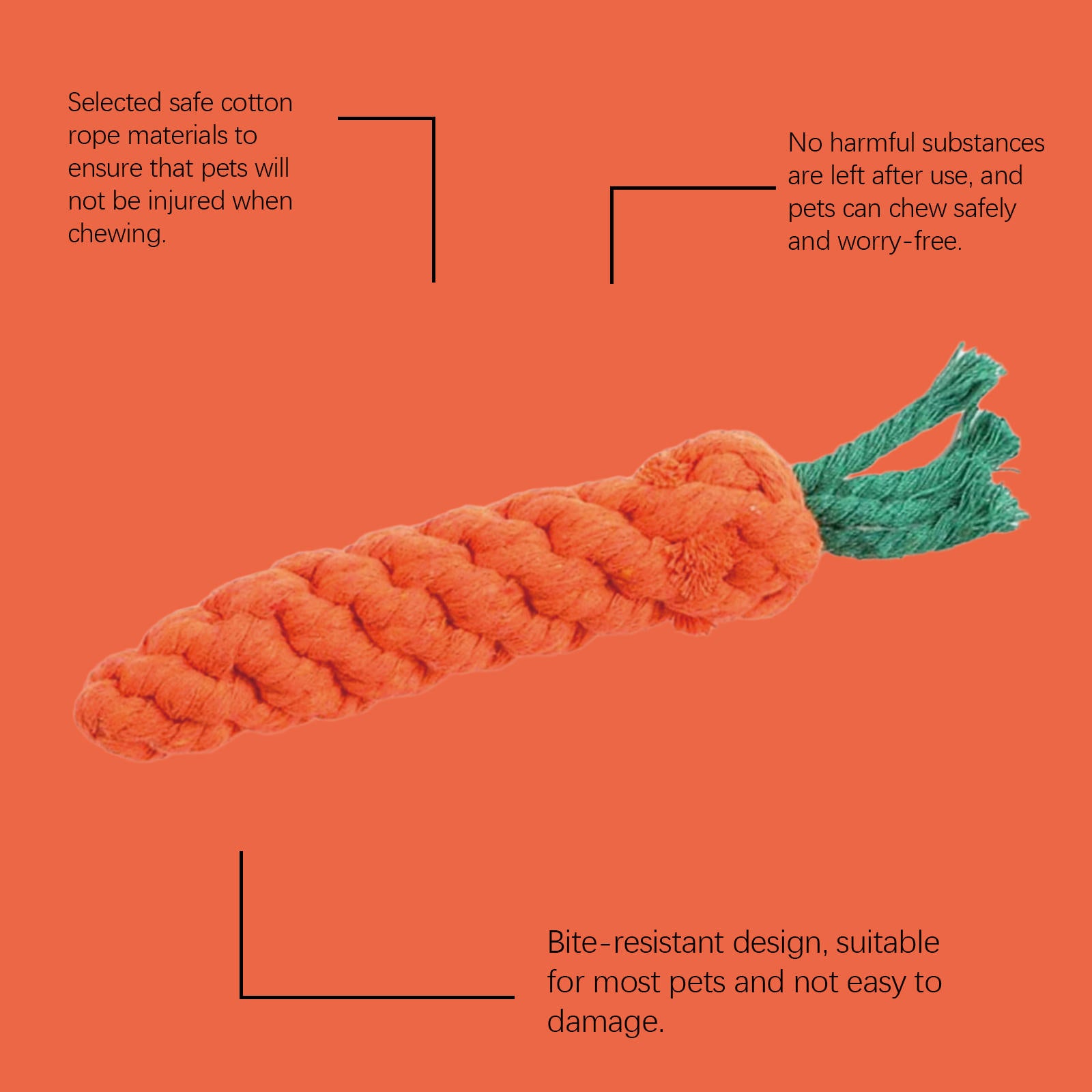Carrot Rope Chew Toy for Puppies and Small Dogs