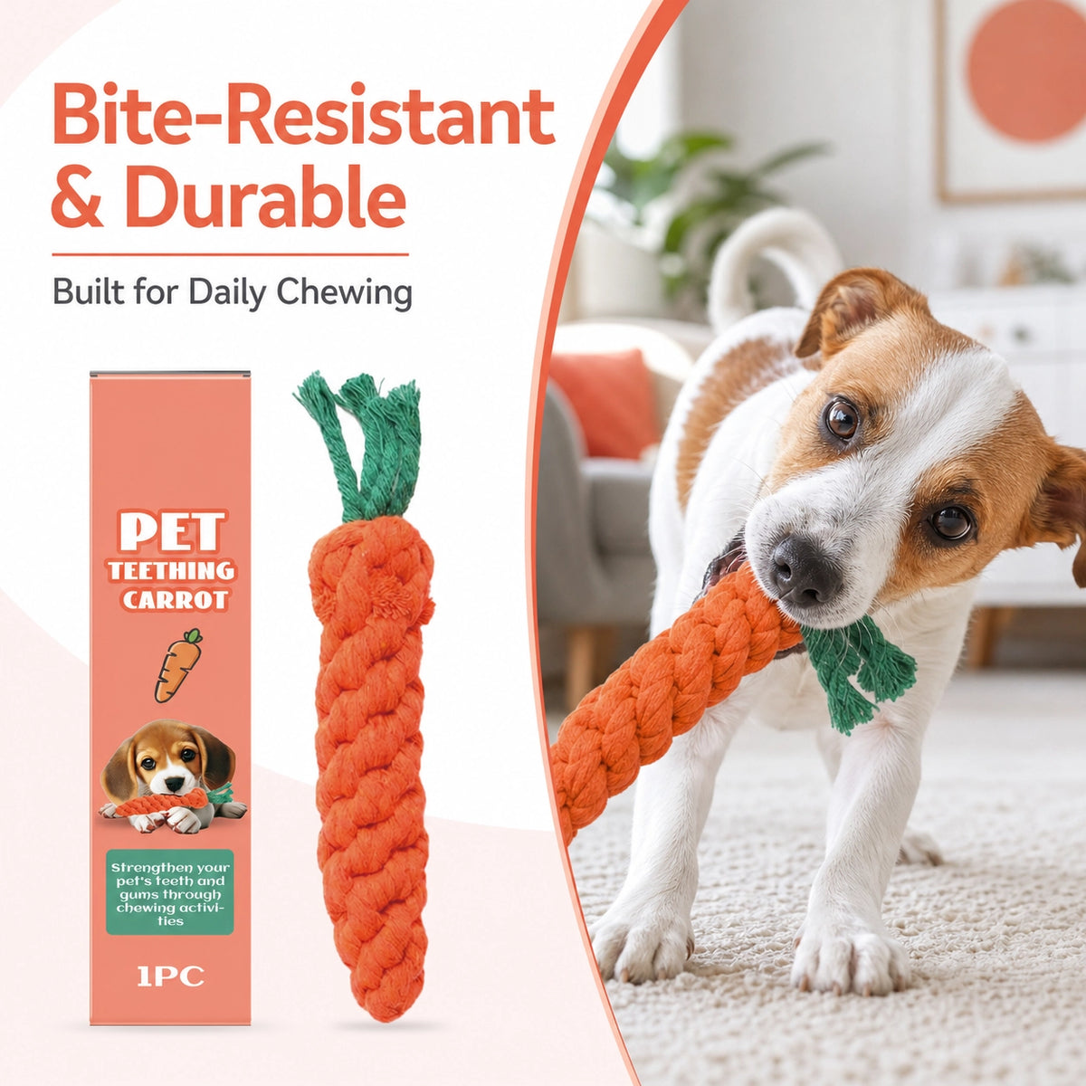 Carrot rope chew toy for puppies and small dogs feature image