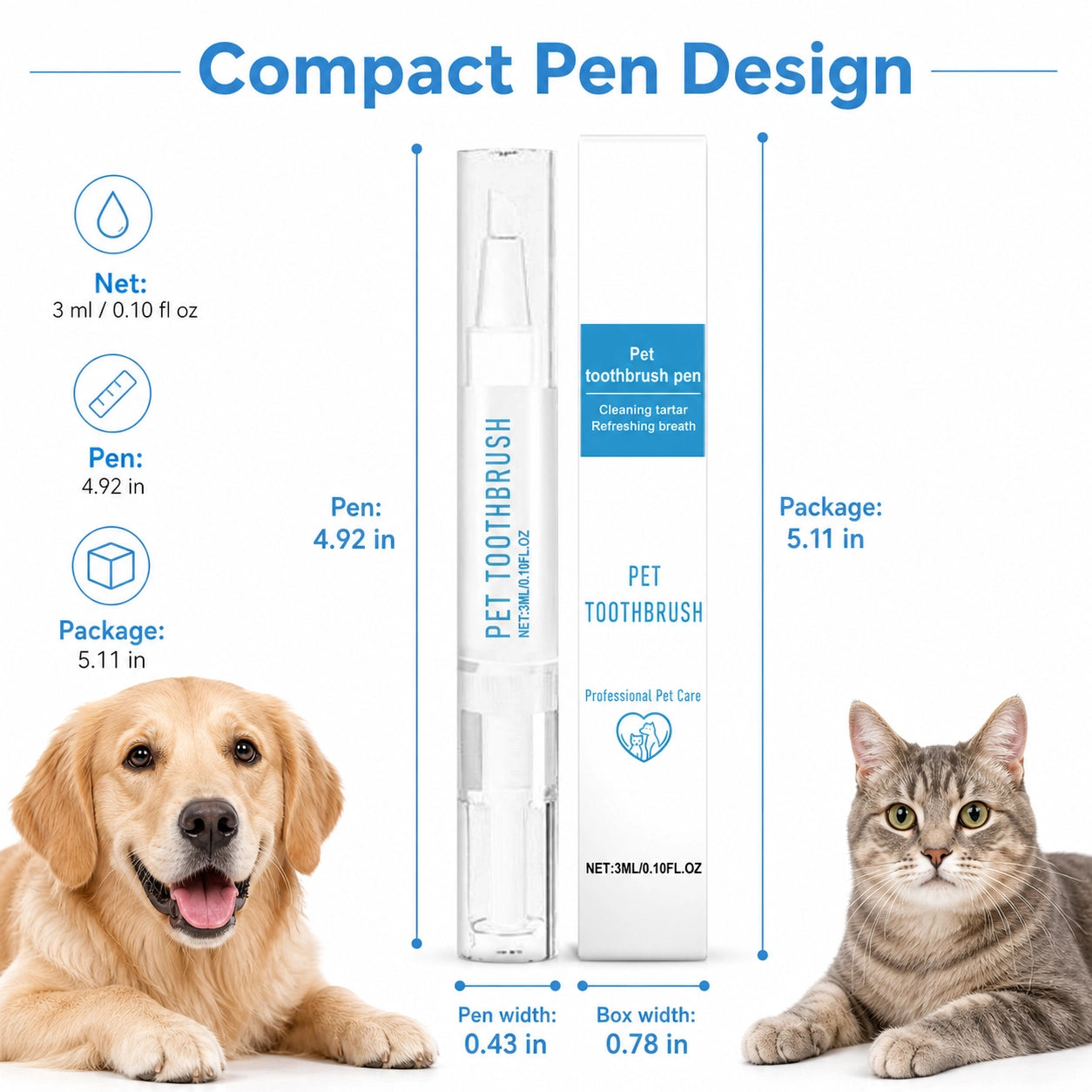 Dog and cat toothbrush pen for fresh breath usage image