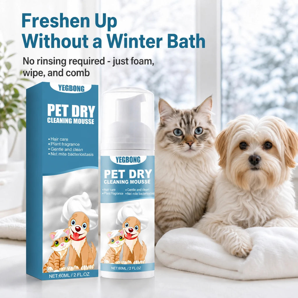 No-rinse pet mousse for between-bath cleaning