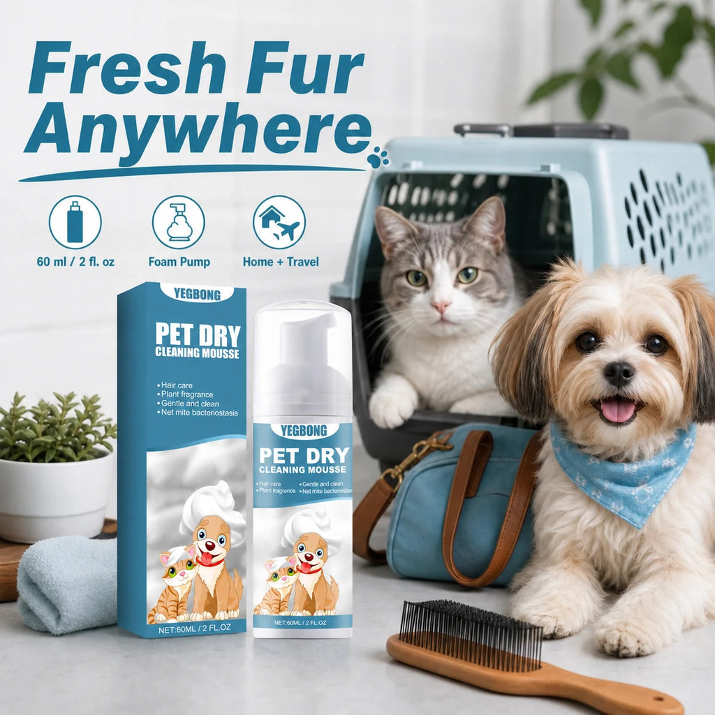 Waterless dog and cat cleaning mousse features