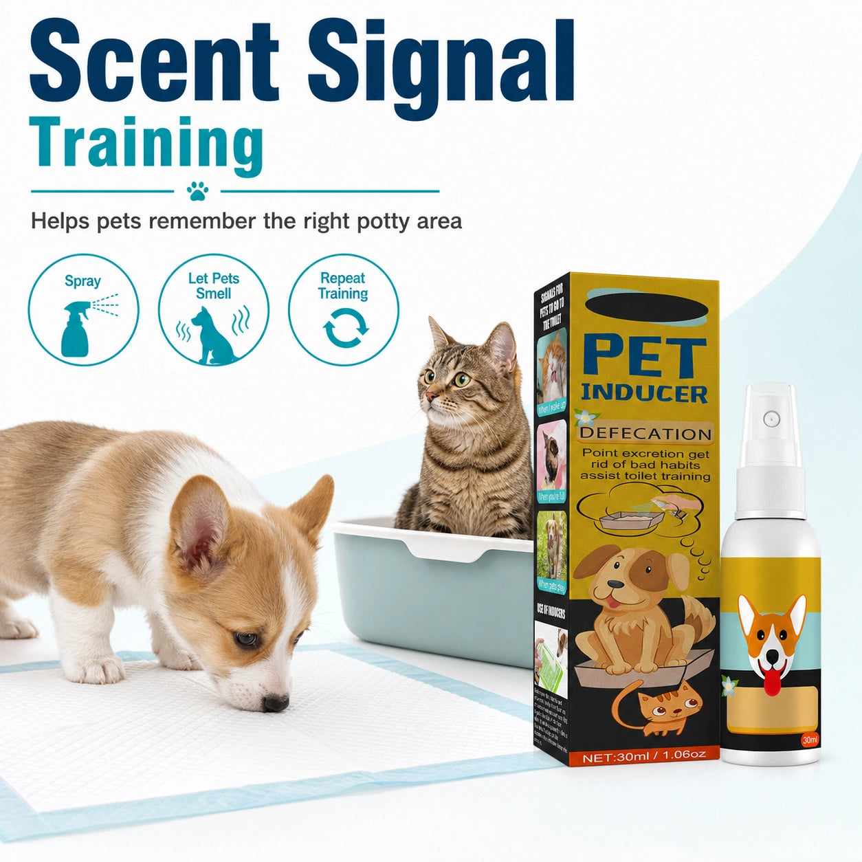 Dog and cat potty training spray usage image