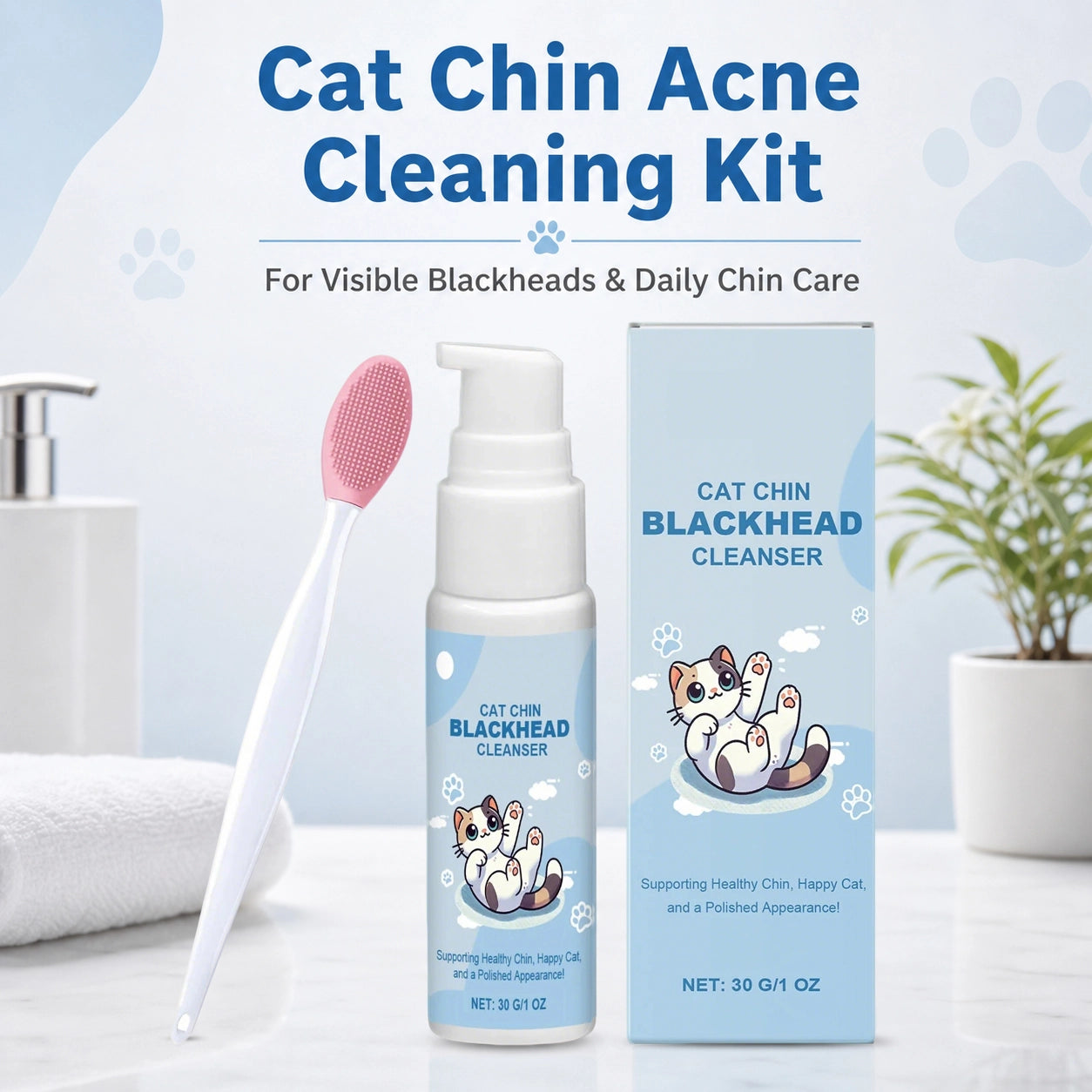 Cat chin acne cleaning kit for blackheads product packaging image
