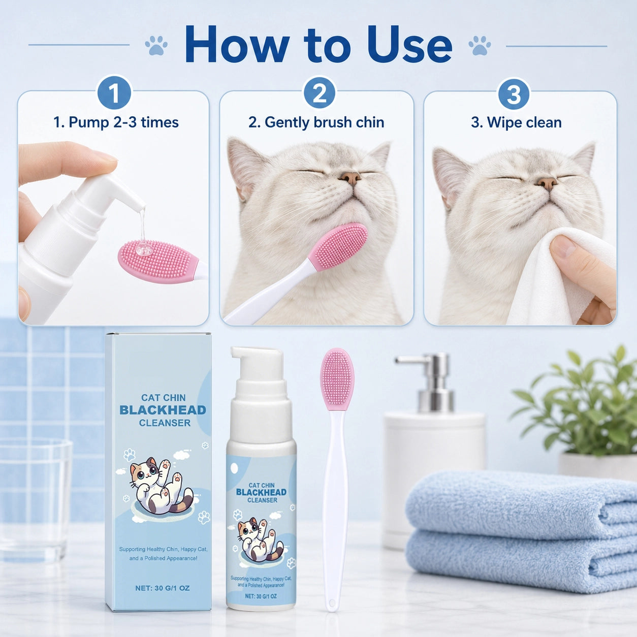 Cat chin acne cleaning kit for blackheads usage image
