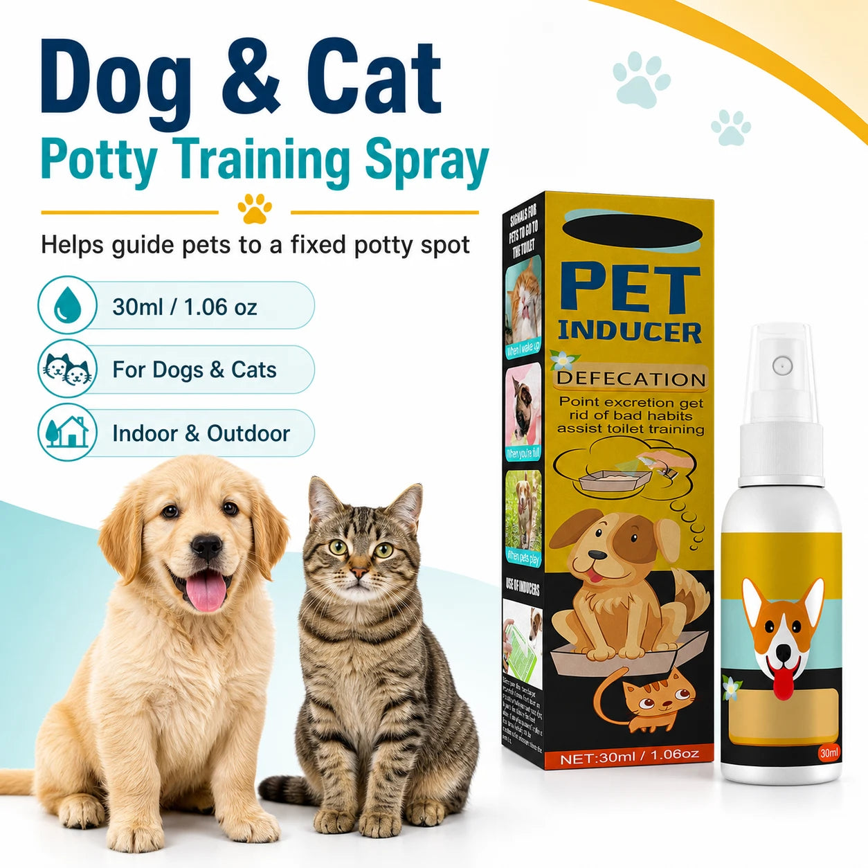 Dog and cat potty training spray product packaging image