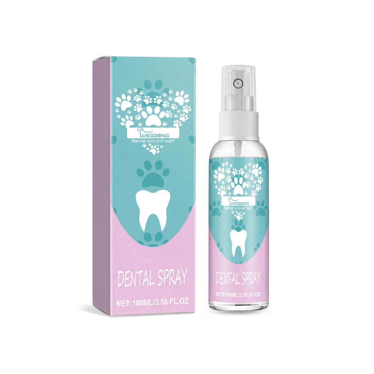 Cat dental spray for fresh breath, bottle and box